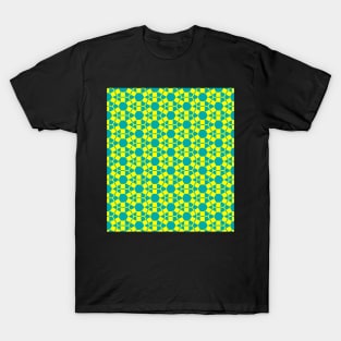 Yellow and Turquoise Hexagons Pattern T-Shirt